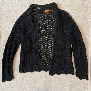 Milano Black Cardigan Sweater with Chevron Pattern